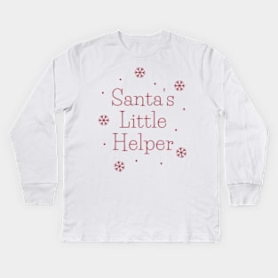 Santa's Little Helper. Cute Christmas Design with snowflakes Kids Long Sleeve T-Shirt